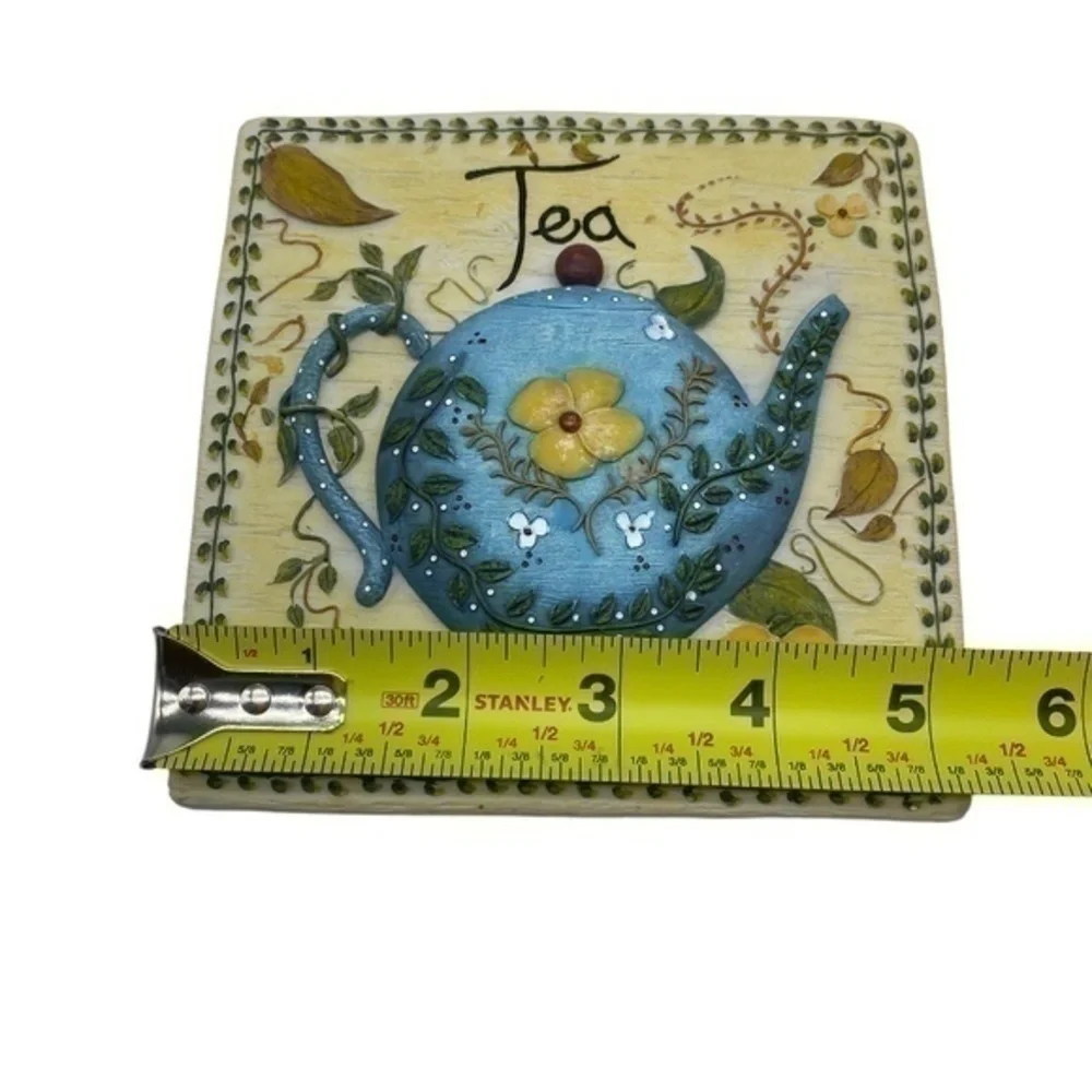 Tea 3D Resin Picture Plaque With Teapot Flower For Kitchen Wall Decor